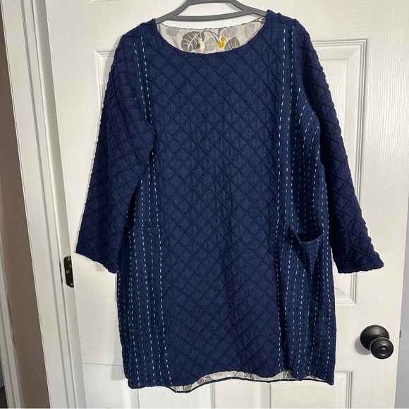 Umber & Ochre reversible dress, size small, blue/floral, luxury brand, long slv. - Picture 1 of 12